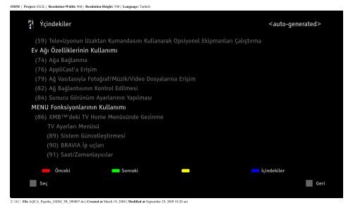 Sony KDL-52Z5800 - KDL-52Z5800 Istruzioni per l'uso Turco