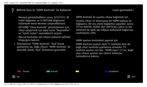 Sony KDL-52Z5800 - KDL-52Z5800 Istruzioni per l'uso Turco