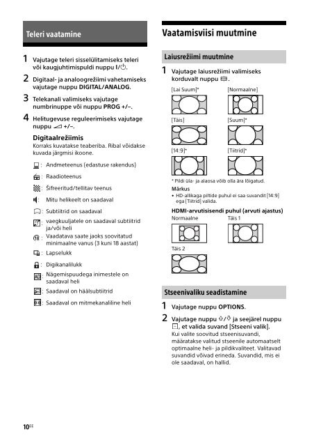 Sony KDL-32R430B - KDL-32R430B Istruzioni per l'uso Estone