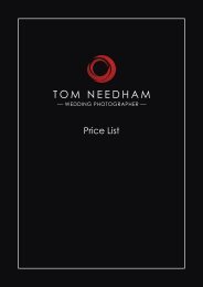 Tom Needham - Wedding Photography Price List