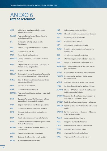 Agenda Global de Nutrición de las Naciones Unidas La