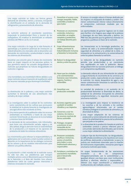 Agenda Global de Nutrición de las Naciones Unidas La