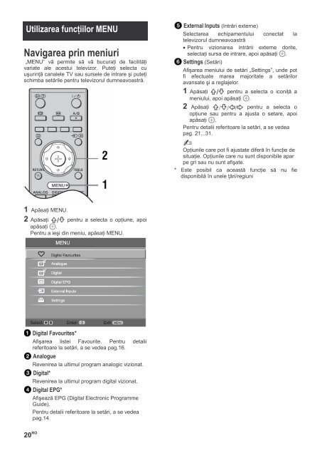 Sony KDL-26P302H - KDL-26P302H Istruzioni per l'uso Rumeno