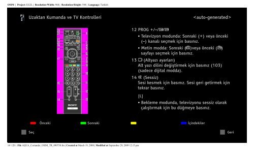 Sony KDL-46W5810 - KDL-46W5810 Istruzioni per l'uso Turco