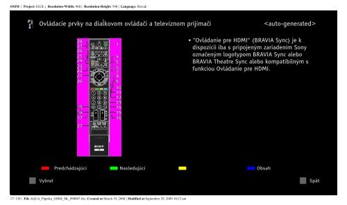 Sony KDL-46Z5800 - KDL-46Z5800 Istruzioni per l'uso Slovacco