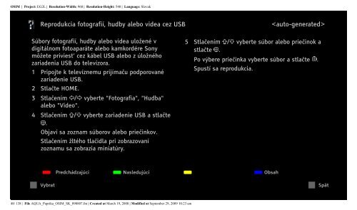 Sony KDL-46Z5800 - KDL-46Z5800 Istruzioni per l'uso Slovacco