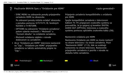 Sony KDL-46Z5800 - KDL-46Z5800 Istruzioni per l'uso Slovacco