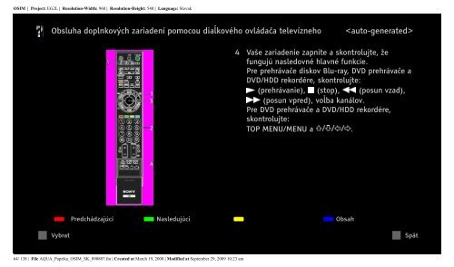 Sony KDL-46Z5800 - KDL-46Z5800 Istruzioni per l'uso Slovacco