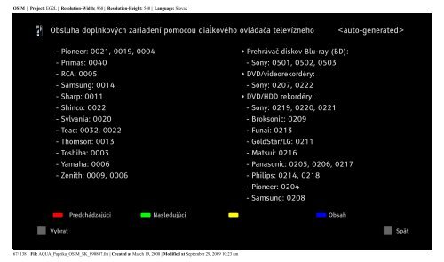 Sony KDL-46Z5800 - KDL-46Z5800 Istruzioni per l'uso Slovacco