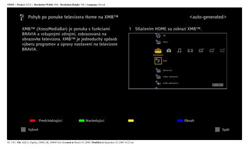 Sony KDL-46Z5800 - KDL-46Z5800 Istruzioni per l'uso Slovacco