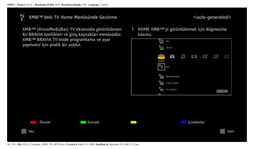 Sony KDL-46W5820 - KDL-46W5820 Istruzioni per l'uso Turco