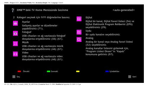 Sony KDL-46W5820 - KDL-46W5820 Istruzioni per l'uso Turco