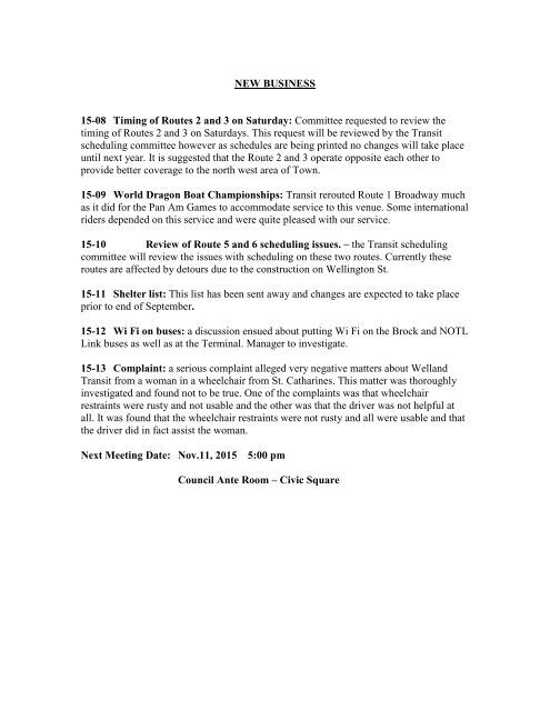 Transit Advisory Committee Meeting Minutes ... - City of Welland