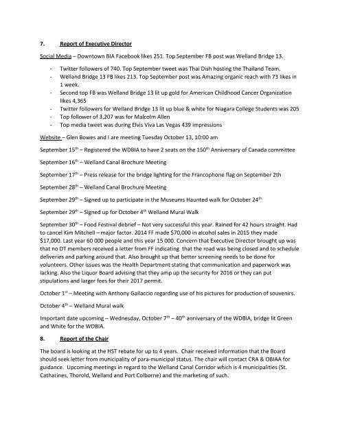 Minutes of the Meeting of the Board of ... - City of Welland