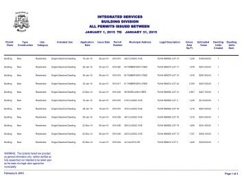 integrated services building division all permits issued between