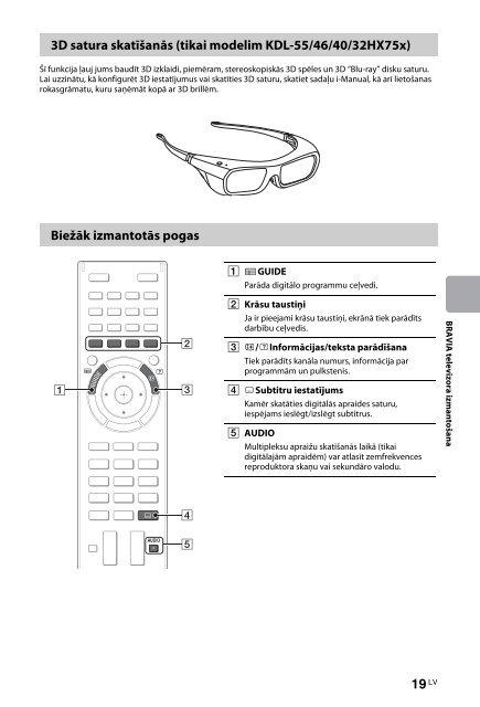 Sony KDL-55HX750 - KDL-55HX750 Istruzioni per l'uso Lettone