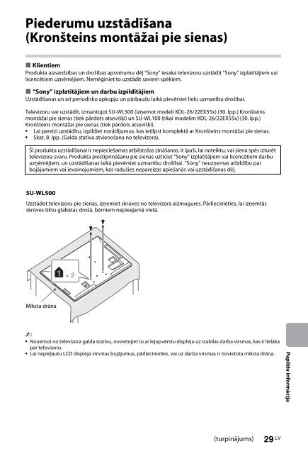 Sony KDL-55HX750 - KDL-55HX750 Istruzioni per l'uso Lettone