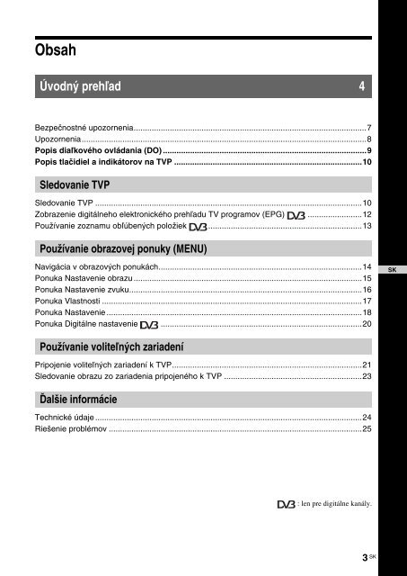 Sony KDL-32U2530 - KDL-32U2530 Istruzioni per l'uso Slovacco