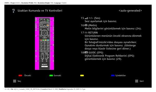 Sony KDL-40W5840 - KDL-40W5840 Istruzioni per l'uso Turco