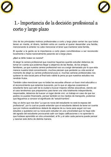 Importancia de la decisión profesional a corto y largo plazo