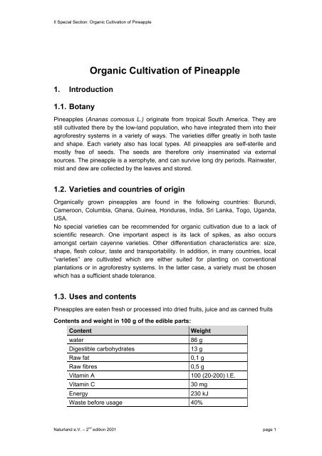 Organic Farming in the Tropics and Subtropics: Pineapple - Naturland