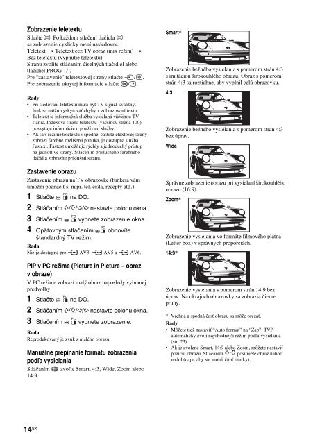 Sony KDL-26U2000 - KDL-26U2000 Istruzioni per l'uso Slovacco