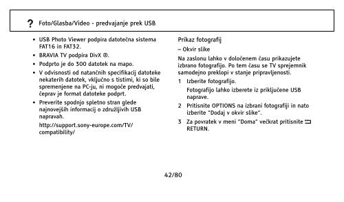 Sony KDL-32NX500 - KDL-32NX500 Istruzioni per l'uso Sloveno