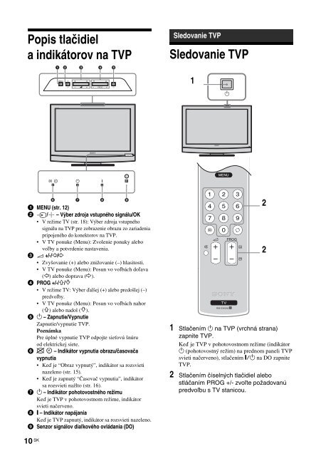 Sony KLV-26U2530 - KLV-26U2530 Istruzioni per l'uso Slovacco
