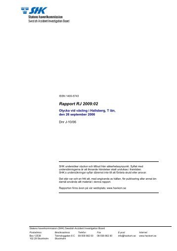 Rapport RJ 2009:02 - Statens Haverikommission