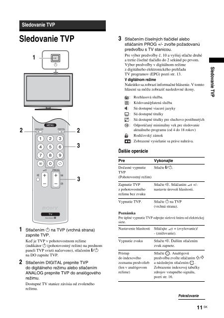 Sony KDL-20S4000 - KDL-20S4000 Istruzioni per l'uso Slovacco