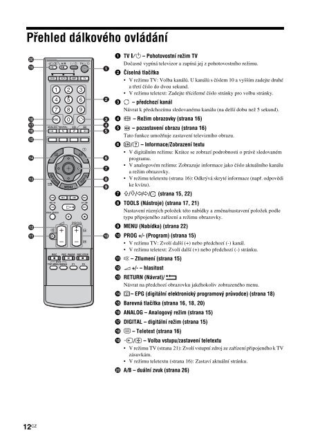 Sony KDL-46X2000 - KDL-46X2000 Istruzioni per l'uso Ceco