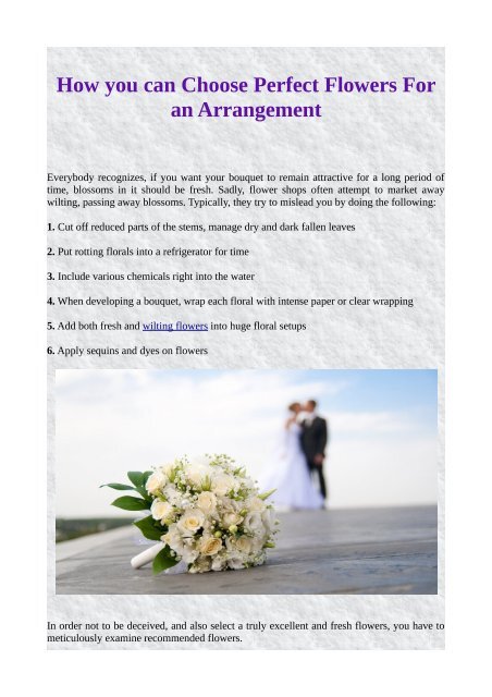 How you can Choose Perfect Flowers For an Arrangement