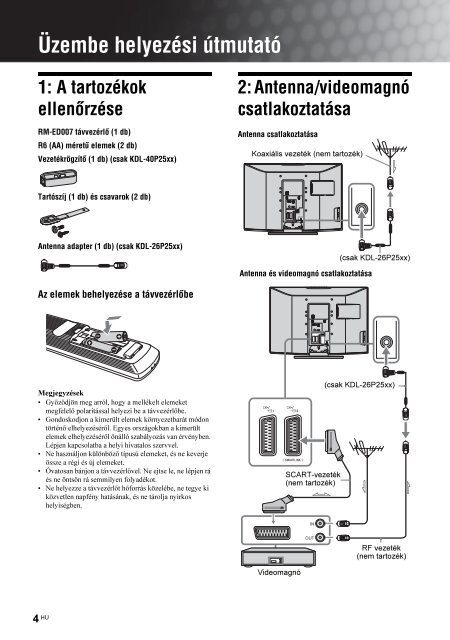 Sony KDL-26P2520 - KDL-26P2520 Istruzioni per l'uso Ungherese