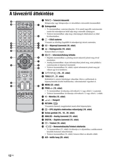 Sony KDL-46X2000 - KDL-46X2000 Istruzioni per l'uso Ungherese