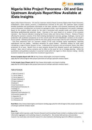 Nigeria Ikike Project Panorama - Oil and Gas Upstream Analysis Report Now Available at iData Insights