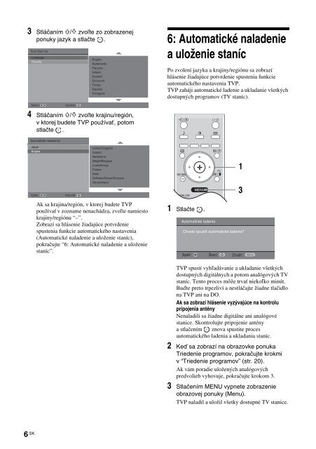 Sony KDL-26P2520 - KDL-26P2520 Istruzioni per l'uso Slovacco