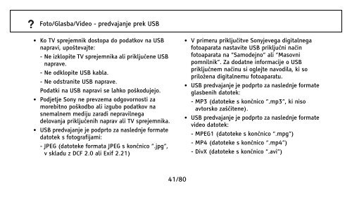 Sony KDL-26EX301 - KDL-26EX301 Istruzioni per l'uso Sloveno