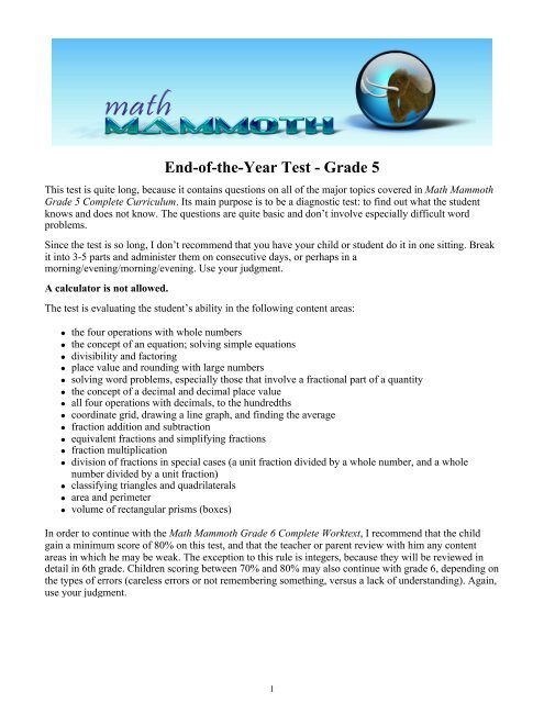 End-of-the-Year Test - Grade 5