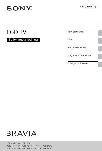 Sony KDL-32R423A - KDL-32R423A Istruzioni per l'uso Danese