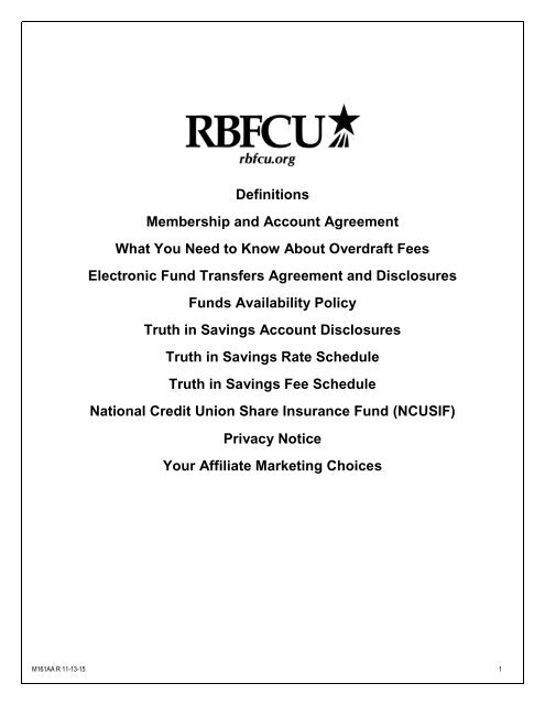 Membership and Account Agreement - Randolph-Brooks Federal ...