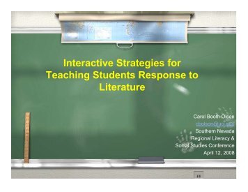 Interactive Strategies for Teaching Students Response to Literature