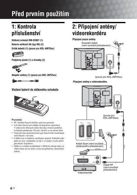 Sony KDL-40P2520 - KDL-40P2520 Istruzioni per l'uso Ceco