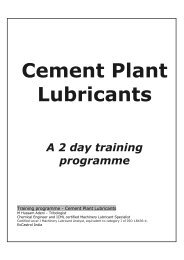 2 day Training programme Cement Plnt Lubricants