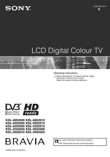 Sony KDL-40S2010 - KDL-40S2010 Istruzioni per l'uso Inglese