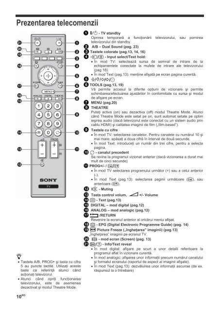 Sony KDL-26S3000 - KDL-26S3000 Istruzioni per l'uso Rumeno