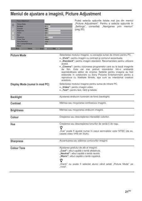 Sony KDL-26S3000 - KDL-26S3000 Istruzioni per l'uso Rumeno