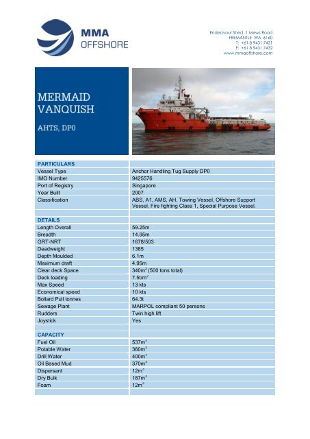 Download full vessel specification sheet