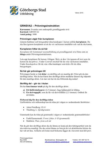 GRNSVA2 – Prövningsinstruktion