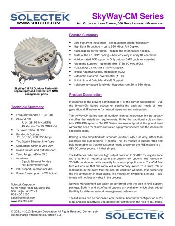 Skyway-CM Series Datasheet - Solectek Corporation