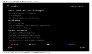 Sony KDL-52V5800 - KDL-52V5800 Istruzioni per l'uso Turco